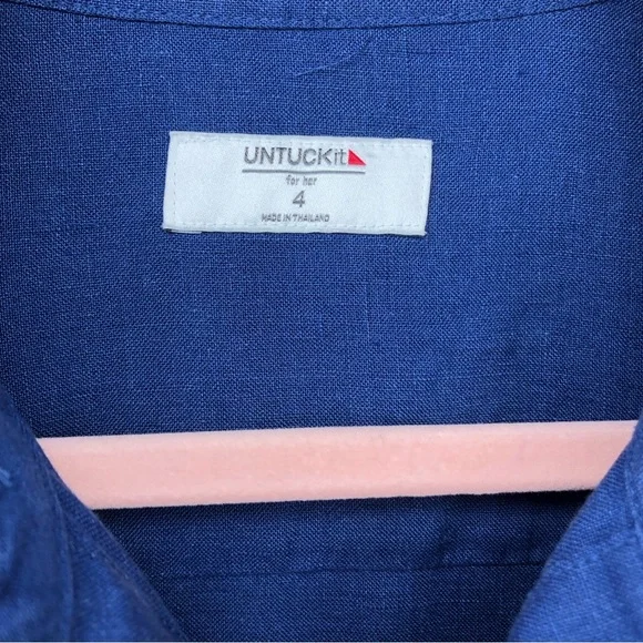 UNTUCKit Nancy Linen Dress Size 4 Navy Blue Minimalist Neutral Natural Fibers - Picture 3 of 8